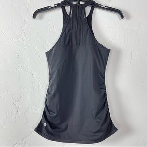 Vim Mia Tank Top Shirt Sleeveless Racerback Solid Black Mesh Bra Workout Running
